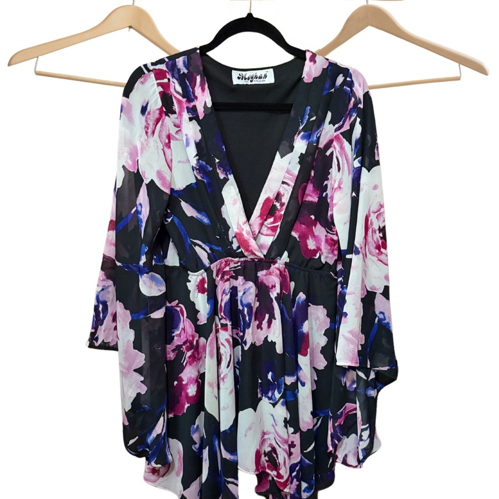Meghan LA Floral Mini Wrap Dress NWOT